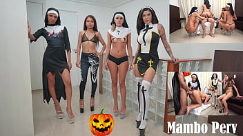 Cadılar Bayramı Azgın Rahibe Çetesi: 4 Azgın Rahibenin Şeytani Seks Ayini Ve Ters Grup Seks (anal, Rahibeler, Küfür, 1 Erkek 4 Kadın, Şeytani Kız, Genişleme, Atm, Atogm) Ob230